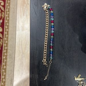 Butterfly pendant gold and bead necklace